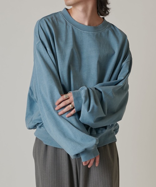 Lui's（ルイス）の「ピグメントルーズフィットロンT（Tシャツ/カットソー・メンズ・サックスブルー/ベージュ/チャコールグレー/ライトグレー・FREE）」の21枚目の写真