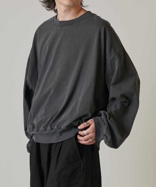 Lui's（ルイス）の「ピグメントルーズフィットロンT（Tシャツ/カットソー・メンズ・サックスブルー/ベージュ/チャコールグレー/ライトグレー・FREE）」の6枚目の写真