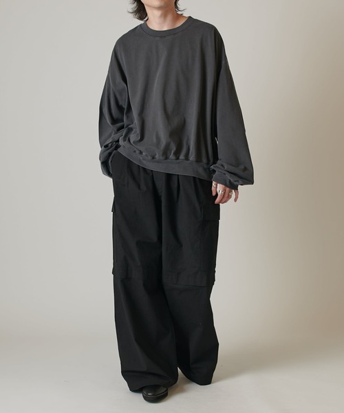 Lui's（ルイス）の「ピグメントルーズフィットロンT（Tシャツ/カットソー・メンズ・サックスブルー/ベージュ/チャコールグレー/ライトグレー・FREE）」の8枚目の写真