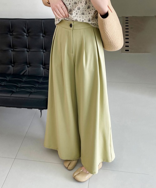 OSYAREVO（オシャレボ）の「ワイド パンツ スラックス（スラックス・レディース・ベージュ/グレー/グリーン・LARGE/MEDIUM）」の9枚目の写真