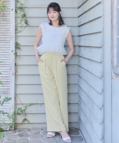 SWINGLE(スウィングル)の「チュールビスチェアンサンブルカットソー(Tシャツ/カットソー・レディース・ブラック/ベージュ/オフホワイト・FREE)」の7枚目の写真
