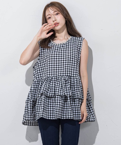 QUEENS COURT(クイーンズコート)の「ネックパールチュニック≪手洗い可能≫(チュニック・レディース・ホワイト/ホワイト系その他/ブラック・M)」の16枚目の写真