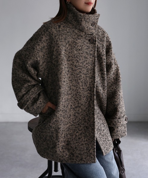 Riberry（リベリー）の「ミドル丈スタンドカラーコート（ステンカラーコート・レディース・ベージュ/ダークブラウン/ブラック/グレー・MEDIUM）」の17枚目の写真