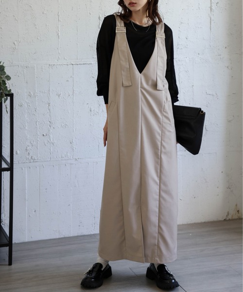 La-gemme（ラジェム）の「Vネックジャンパースカート（ジャンパースカート・レディース・グレー/ベージュ/ブラック・フリー）」の13枚目の写真