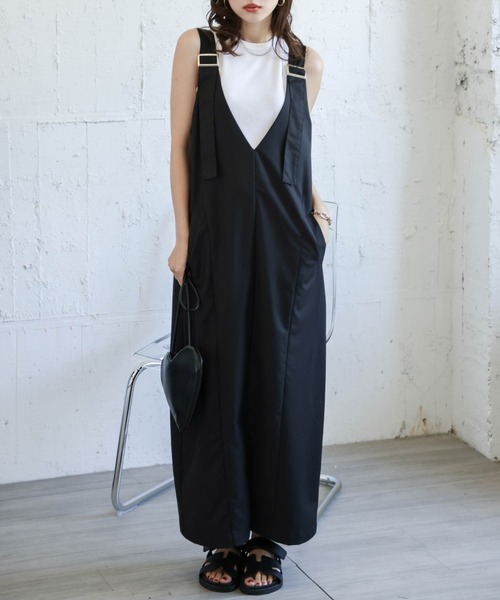 La-gemme（ラジェム）の「Vネックジャンパースカート（ジャンパースカート・レディース・グレー/ベージュ/ブラック・フリー）」の14枚目の写真