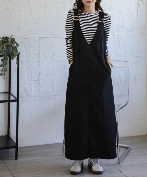 La-gemme（ラジェム）の「Vネックジャンパースカート（ジャンパースカート・レディース・グレー/ベージュ/ブラック・フリー）」の19枚目の写真