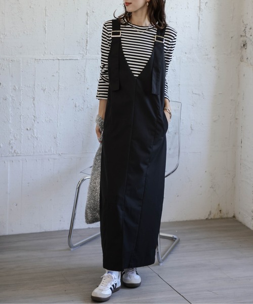 La-gemme（ラジェム）の「Vネックジャンパースカート（ジャンパースカート・レディース・グレー/ベージュ/ブラック・フリー）」の20枚目の写真