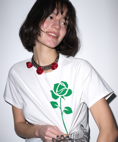 SLIM TSHIRT UNE ROSE（Tシャツ/カットソー）｜Mardi Mercredi
