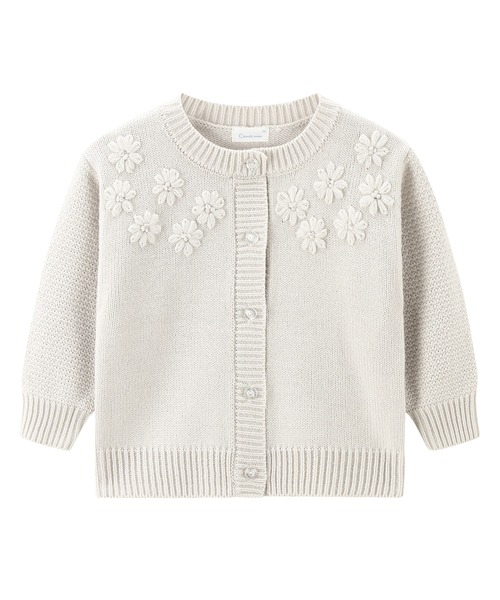 combimini（コンビミニ）の「アクリルニットカーディガン（フラワー）（カーディガン/ボレロ・キッズ・アイボリー・120/110/100/90/80）」の2枚目の写真