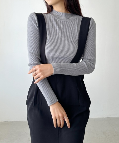 CLEA（クレア）の「リブハイネックニットトップス（ニット/セーター・レディース・アイボリー/ブラック/レッド/グレー/ブラウン/ライトピンク/ライトブルー/ホワイト・FREE）」の5枚目の写真