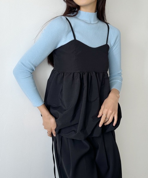 CLEA（クレア）の「リブハイネックニットトップス（ニット/セーター・レディース・アイボリー/ブラック/レッド/グレー/ブラウン/ライトピンク/ライトブルー/ホワイト・FREE）」の7枚目の写真