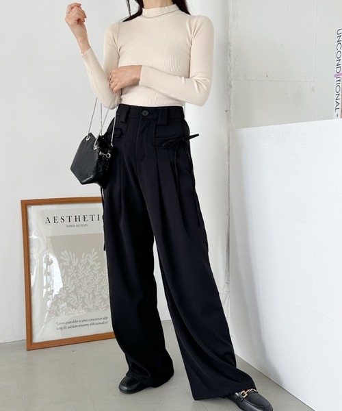 CLEA（クレア）の「リブハイネックニットトップス（ニット/セーター・レディース・アイボリー/ブラック/レッド/グレー/ブラウン/ライトピンク/ライトブルー/ホワイト・FREE）」の18枚目の写真