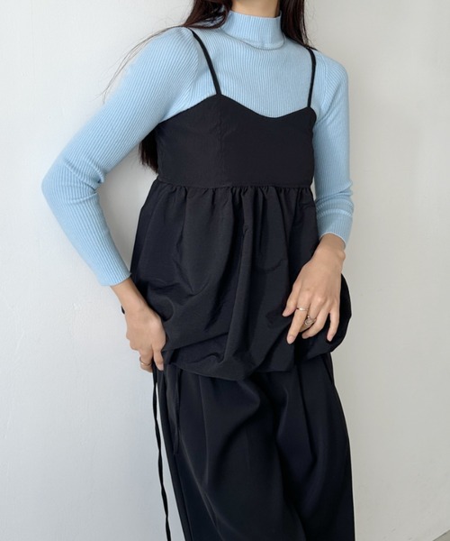 CLEA（クレア）の「リブハイネックニットトップス（ニット/セーター・レディース・アイボリー/ブラック/レッド/グレー/ブラウン/ライトピンク/ライトブルー/ホワイト・FREE）」の11枚目の写真