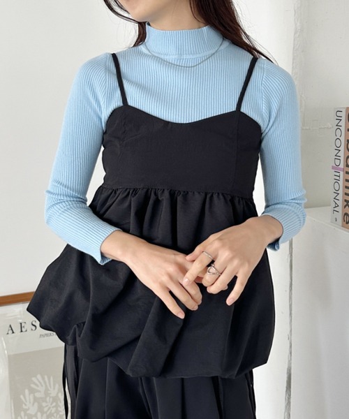 CLEA（クレア）の「リブハイネックニットトップス（ニット/セーター・レディース・アイボリー/ブラック/レッド/グレー/ブラウン/ライトピンク/ライトブルー/ホワイト・FREE）」の21枚目の写真