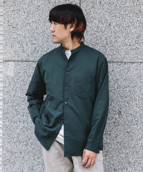 URBAN RESEARCH DOORS（アーバンリサーチドアーズ）の「『吸水速乾』セオアルファウールライクバンドカラーシャツ（シャツ/ブラウス・メンズ・グレー/ライトグレー/グリーン/ダークブラウン・MEDIUM/LARGE）」の4枚目の写真