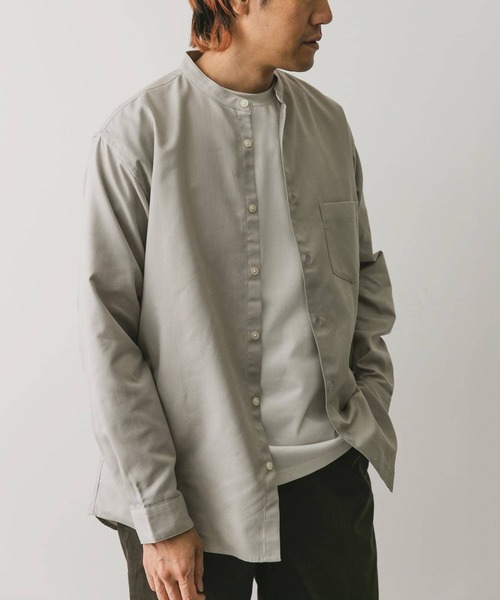 URBAN RESEARCH DOORS（アーバンリサーチドアーズ）の「『吸水速乾』セオアルファウールライクバンドカラーシャツ（シャツ/ブラウス・メンズ・グレー/ライトグレー/グリーン/ダークブラウン・MEDIUM/LARGE）」の11枚目の写真