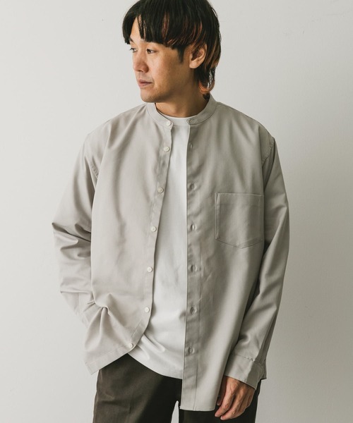 URBAN RESEARCH DOORS（アーバンリサーチドアーズ）の「『吸水速乾』セオアルファウールライクバンドカラーシャツ（シャツ/ブラウス・メンズ・グレー/ライトグレー/グリーン/ダークブラウン・MEDIUM/LARGE）」の12枚目の写真