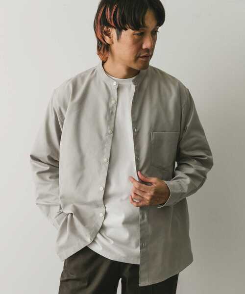 URBAN RESEARCH DOORS（アーバンリサーチドアーズ）の「『吸水速乾』セオアルファウールライクバンドカラーシャツ（シャツ/ブラウス・メンズ・グレー/ライトグレー/グリーン/ダークブラウン・MEDIUM/LARGE）」の13枚目の写真