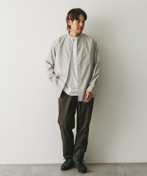 URBAN RESEARCH DOORS（アーバンリサーチドアーズ）の「『吸水速乾』セオアルファウールライクバンドカラーシャツ（シャツ/ブラウス・メンズ・グレー/ライトグレー/グリーン/ダークブラウン・MEDIUM/LARGE）」の16枚目の写真