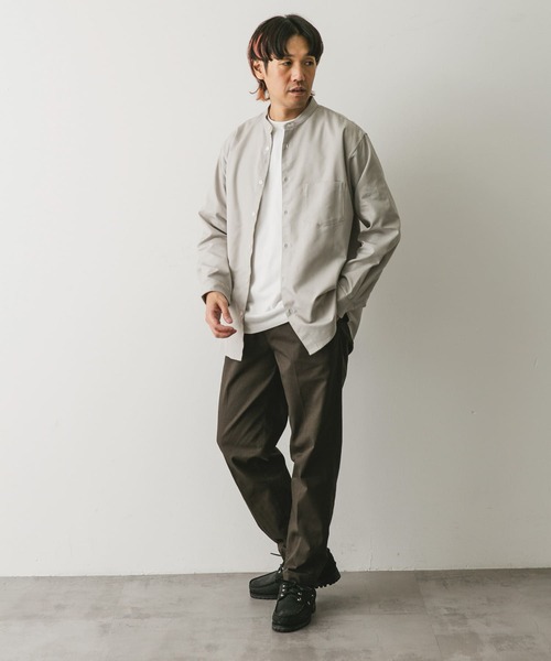 URBAN RESEARCH DOORS（アーバンリサーチドアーズ）の「『吸水速乾』セオアルファウールライクバンドカラーシャツ（シャツ/ブラウス・メンズ・グレー/ライトグレー/グリーン/ダークブラウン・MEDIUM/LARGE）」の17枚目の写真