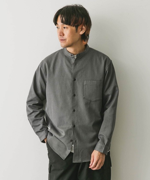URBAN RESEARCH DOORS（アーバンリサーチドアーズ）の「『吸水速乾』セオアルファウールライクバンドカラーシャツ（シャツ/ブラウス・メンズ・グレー/ライトグレー/グリーン/ダークブラウン・MEDIUM/LARGE）」の19枚目の写真