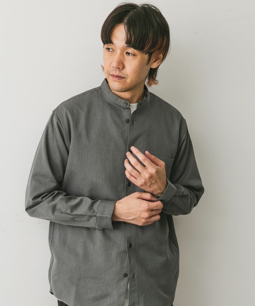 URBAN RESEARCH DOORS（アーバンリサーチドアーズ）の「『吸水速乾』セオアルファウールライクバンドカラーシャツ（シャツ/ブラウス・メンズ・グレー/ライトグレー/グリーン/ダークブラウン・MEDIUM/LARGE）」の21枚目の写真