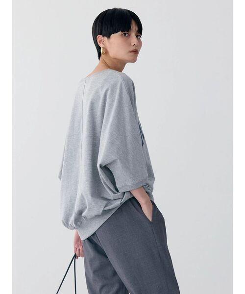 美品✨45R ぷくぷく裏毛のビッグトレーナー パール ドルマン袖 アイボリー セール】7分袖ドルマンミニ裏毛プルオーバー2（スウェット