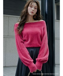 MERCURYDUO | オフショルミニシャギーニット(ニット/セーター)