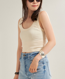 Plage（プラージュ）テレコ タンク ベージュ plage（プラージュ）の「elegant タンク（タンクトップ）」 - WEAR