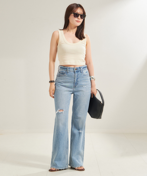 plage（プラージュ）の「FLORE FLORE/フローレフローレ HILLIE CROP タンクトップ（タンクトップ・レディース・ブラック/ホワイト×ホワイト・FREE）」の14枚目の写真