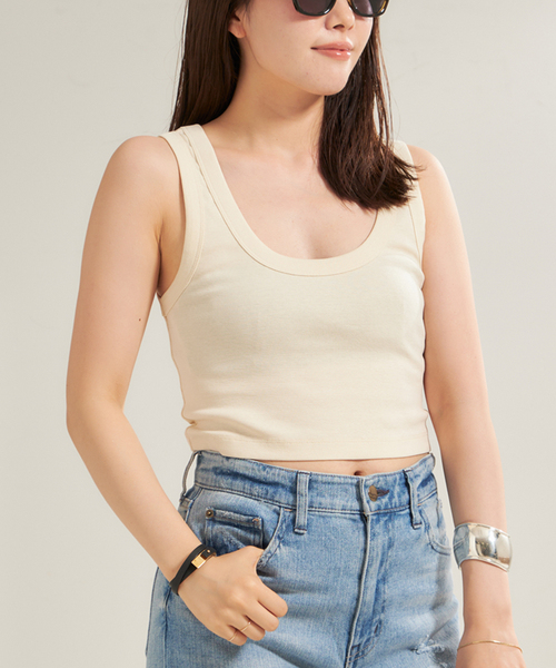 plage（プラージュ）の「FLORE FLORE/フローレフローレ HILLIE CROP タンクトップ（タンクトップ・レディース・ブラック/ホワイト×ホワイト・FREE）」の17枚目の写真