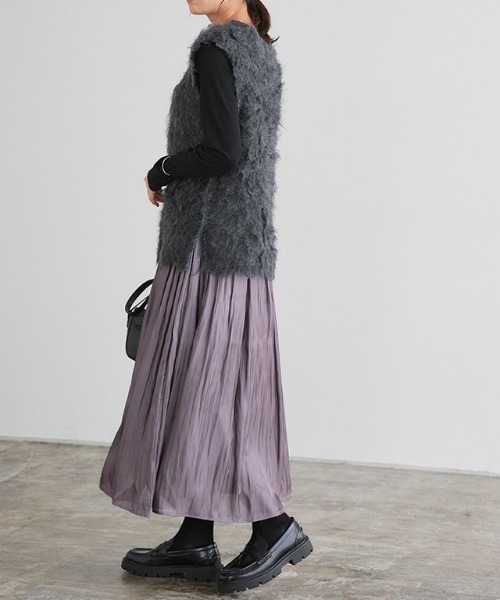 Pierrot（ピエロ）の「起毛Vネックニットベスト（ベスト・レディース・杢グレー/アイボリー/チャコール・L/M）」の7枚目の写真