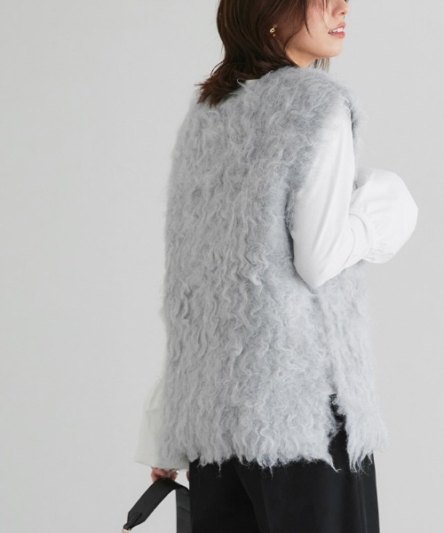Pierrot（ピエロ）の「起毛Vネックニットベスト（ベスト・レディース・杢グレー/アイボリー/チャコール・L/M）」の12枚目の写真