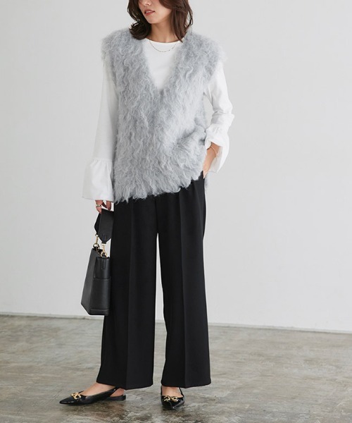 Pierrot（ピエロ）の「起毛Vネックニットベスト（ベスト・レディース・杢グレー/アイボリー/チャコール・L/M）」の13枚目の写真