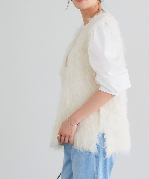 Pierrot（ピエロ）の「起毛Vネックニットベスト（ベスト・レディース・杢グレー/アイボリー/チャコール・L/M）」の18枚目の写真