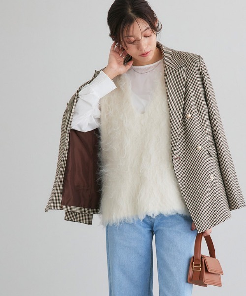 Pierrot（ピエロ）の「起毛Vネックニットベスト（ベスト・レディース・杢グレー/アイボリー/チャコール・L/M）」の20枚目の写真