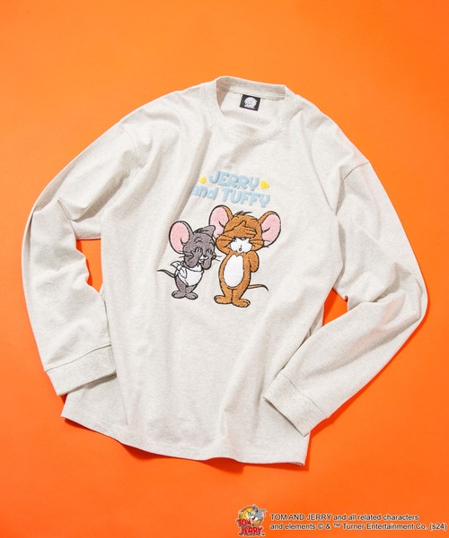 【TOM and JERRY/トムとジェリー】オリジナルデザインTシャツ 刺繍 ドロップショルダー ユニセックス