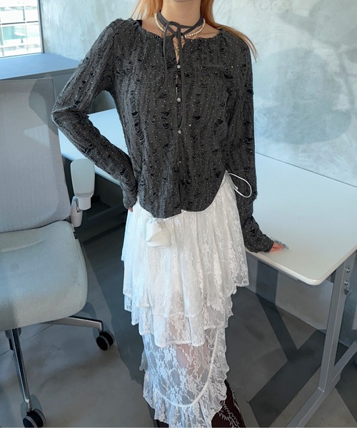sedacle girl（セダクルガール）の「マルチウェイラインストーントップス（Tシャツ/カットソー・レディース・グレー/アイボリー/ピンク・SMALL/MEDIUM）」の2枚目の写真