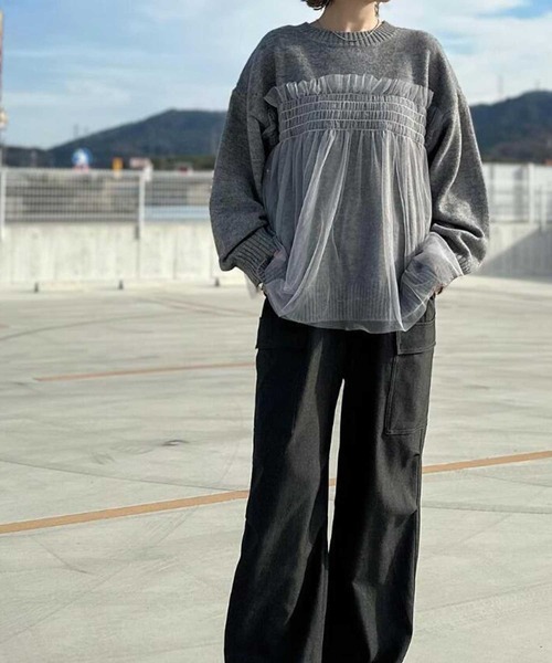 ﾁｭｰﾙﾄﾞｯｷﾝｸﾞ胸ｷﾞｬｻﾞｰﾆｯﾄﾄｯﾌﾟｽ（ニット/セーター）｜CADBURY