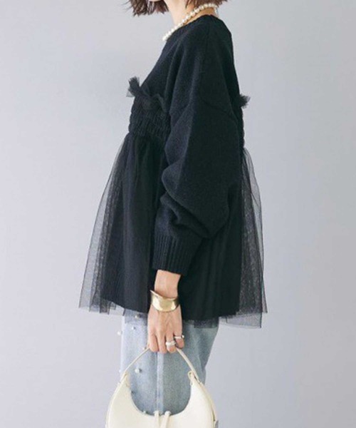 Chrgjhfyujhdry様　トップス　グレー　即日発送 セール】チュールレイヤードBIGブルゾン（ブルゾン）｜tiptop