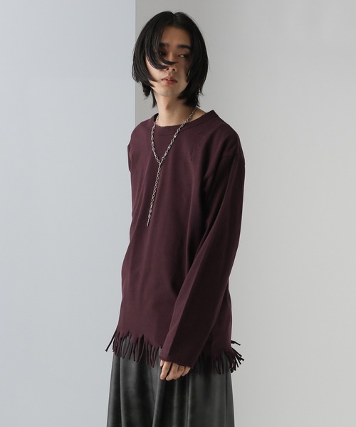 HARE(ハレ)の「フリンジダメージカットソー(HARE)(Tシャツ/カットソー・メンズ・ホワイト/レッド/ブラック・FREE)」の1枚目の写真