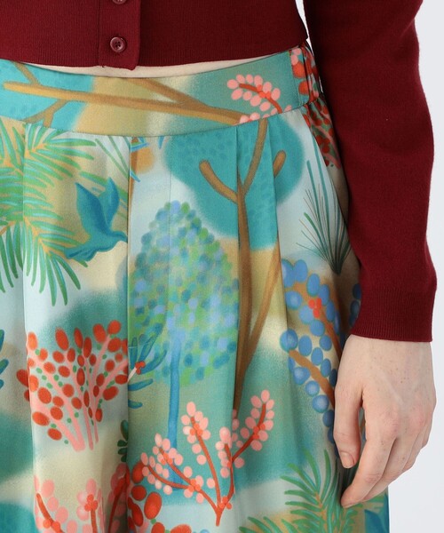 新品　CABaN シルクツイル LA GRAND FOREST パンツ シルクツイル LA GRAND FORESTプリント3タックワイドパンツ