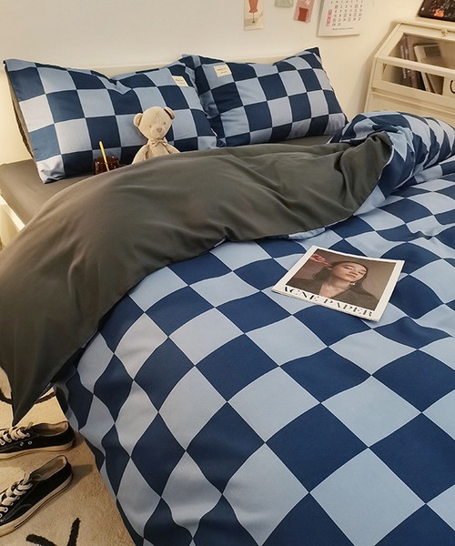 【セール】【 somni / ソニ 】チェック シングル ベッドカバー 枕カバー 寝具4点セット（寝具）｜CERCA（チェルカ）