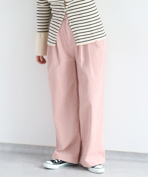 cepo（セポ）の「コーデュロイスリータックイージーストレートパンツ（その他パンツ・レディース・オフホワイト/チャコール/ピンク/グリーン・S/M/L）」の4枚目の写真