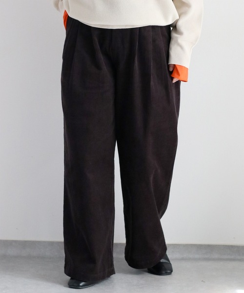 cepo（セポ）の「コーデュロイスリータックイージーストレートパンツ（その他パンツ・レディース・オフホワイト/チャコール/ピンク/グリーン・S/M/L）」の2枚目の写真