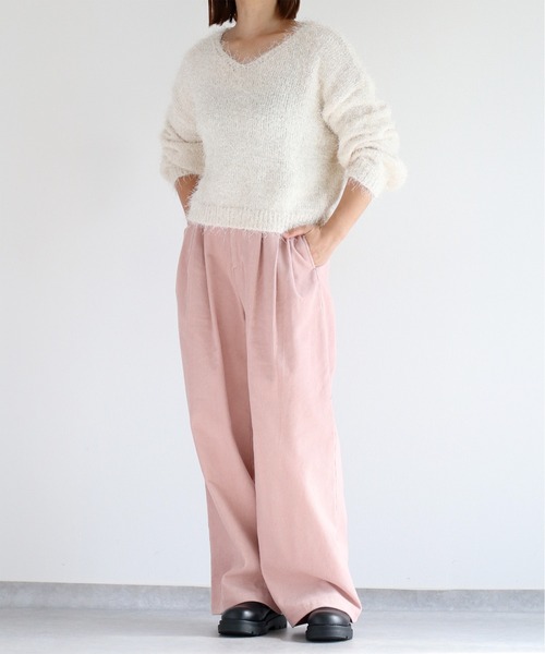cepo（セポ）の「コーデュロイスリータックイージーストレートパンツ（その他パンツ・レディース・オフホワイト/チャコール/ピンク/グリーン・S/M/L）」の5枚目の写真