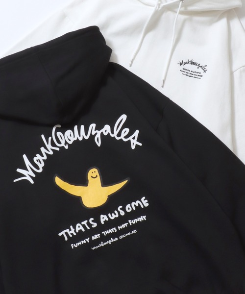 Mark Gonzales（マーク・ゴンザレス）の「MARK GONZALES ARTWORK COLLECTION/マークゴンザレス 別注 ワンポイント刺繍 バックプリント オーバーサイズ 裏起毛 パーカー フーディー レディース メンズ（パーカー・メンズ・ホワイト系その他2/ブラック系その他2/グレー系その他2/ホワイト系その他/ブラック系その他/グレー系その他/アッシュグレー/ブラック/ホワイト/ホワイト系その他3/ブラック系その他4/ホワイト系その他4/ブラック系その他3・M/L/XL）」の9枚目の写真