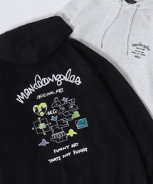 Mark Gonzales | MARK GONZALES ARTWORK COLLECTION/マークゴンザレス 別注 ワンポイント刺繍 バックプリント オーバーサイズ 裏起毛 パーカー フーディー レディース メンズ(パーカー)