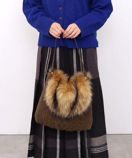 【セール】ｆｉｏｎａ ニットｘエコファーワンショルダーバッグ／Ａ４対応（ショルダーバッグ）｜Nananoel（ナナノエル）