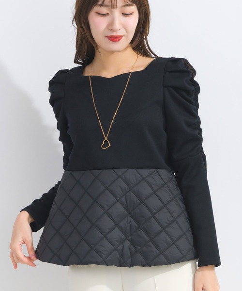 【セール】【WEB限定】袖ギャザーキルト切り替えプルオーバー（Tシャツ/カットソー）｜PICCIN（ピッチン）